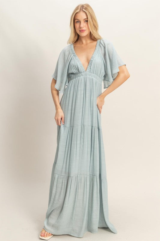 Flutter Sleeve Maxi Dress