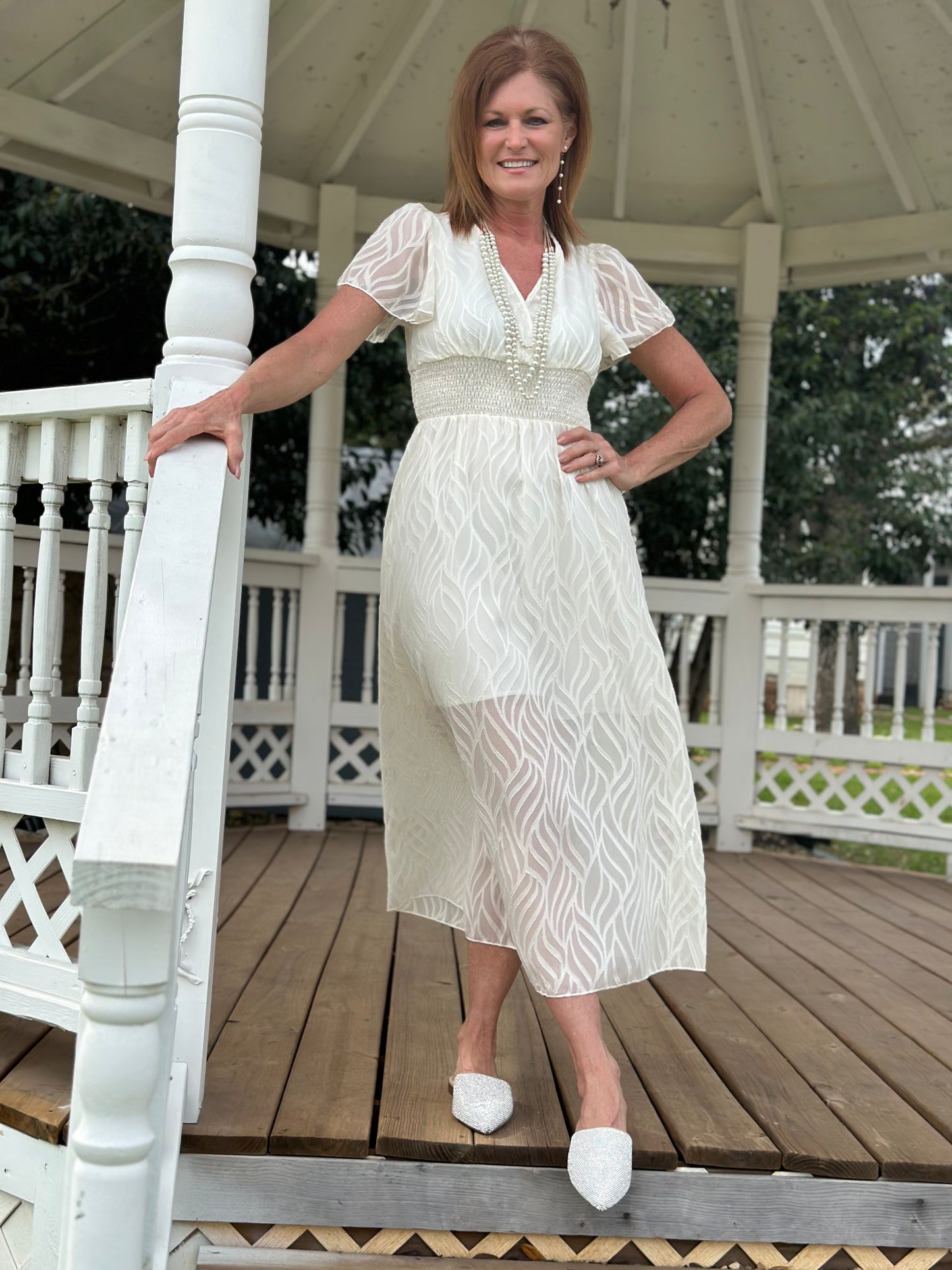Butterfly Sleeve V-neck Dress