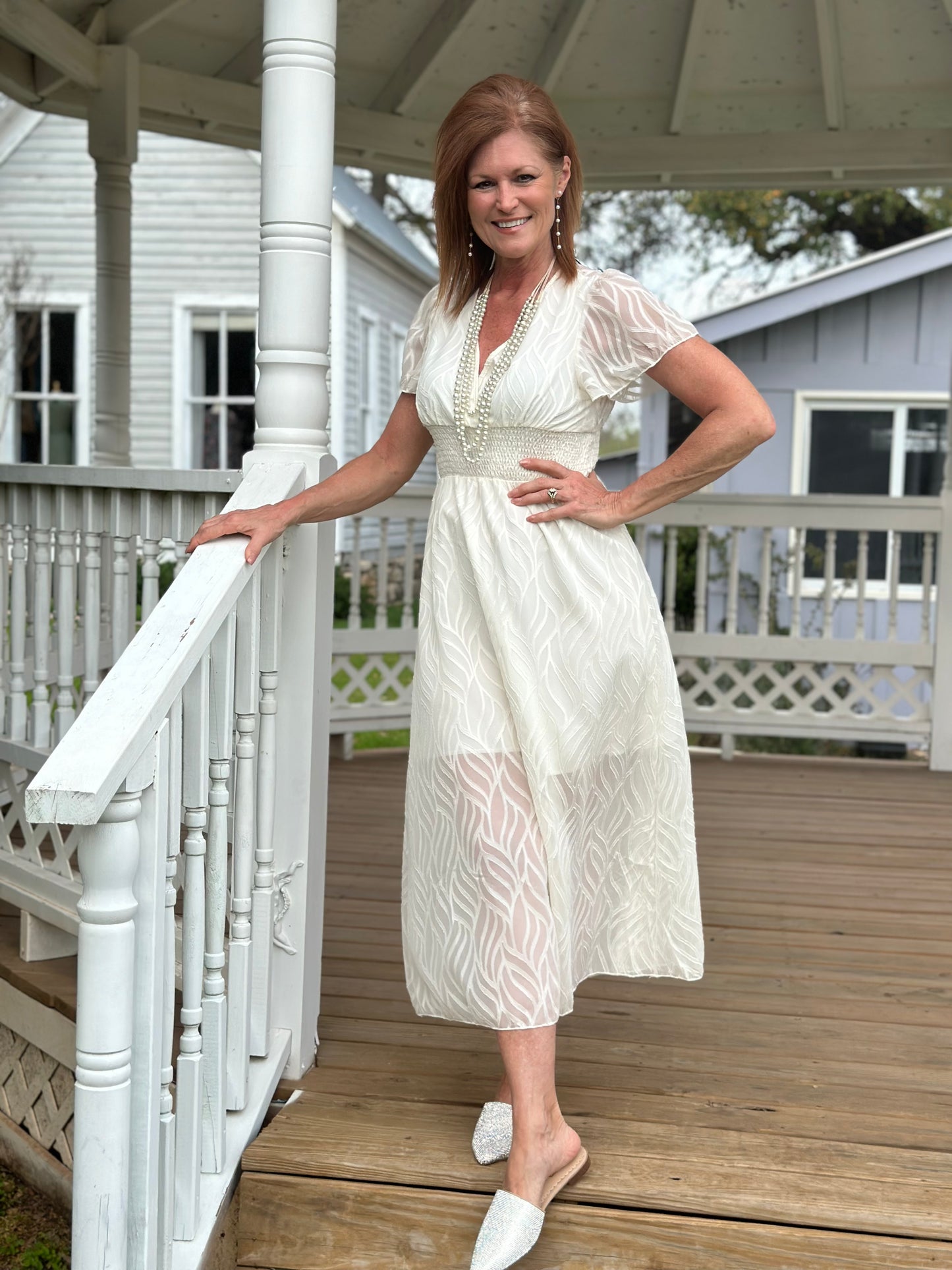 Butterfly Sleeve V-neck Dress