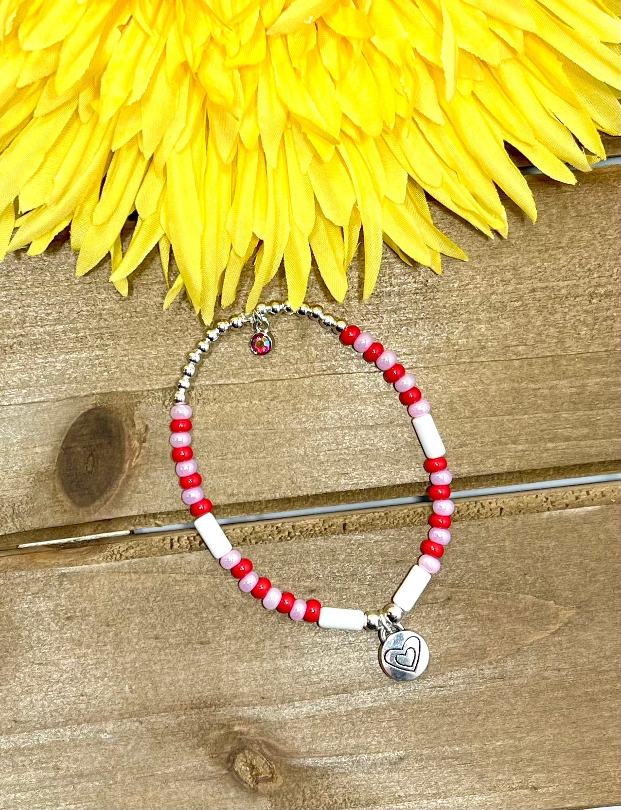 Heart Charm Beaded Bracelet