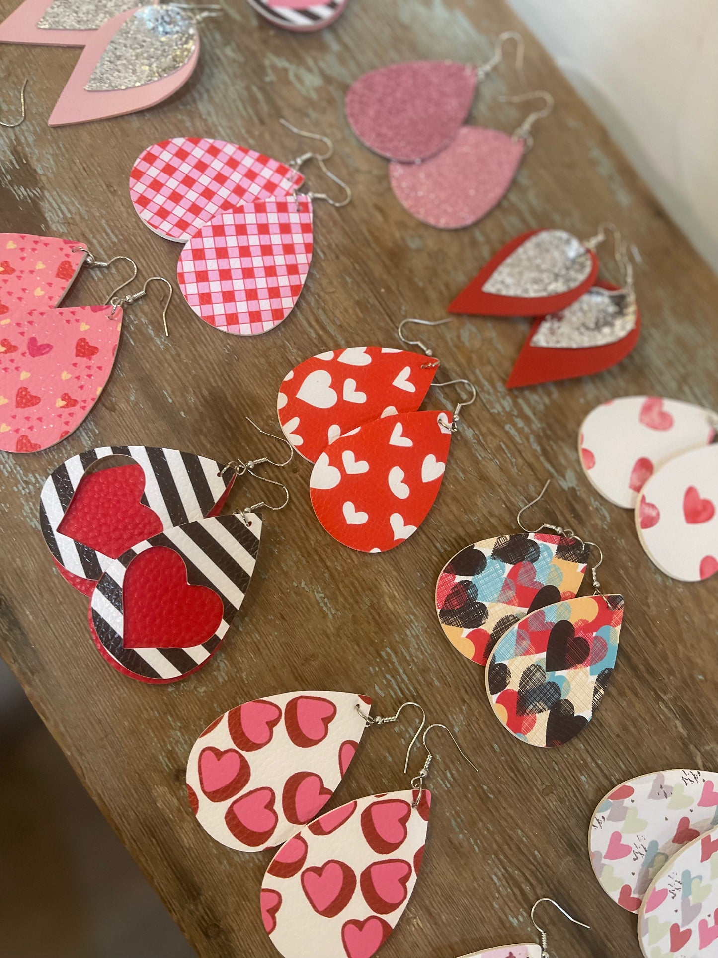 Lightweight leather Valentines Earrings