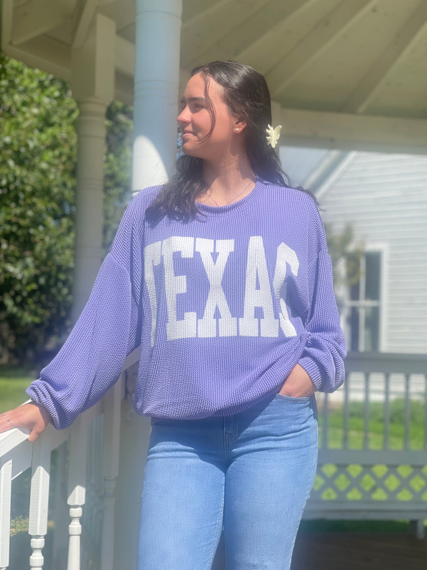 Texas graphic print oversize crewneck sweatshirt