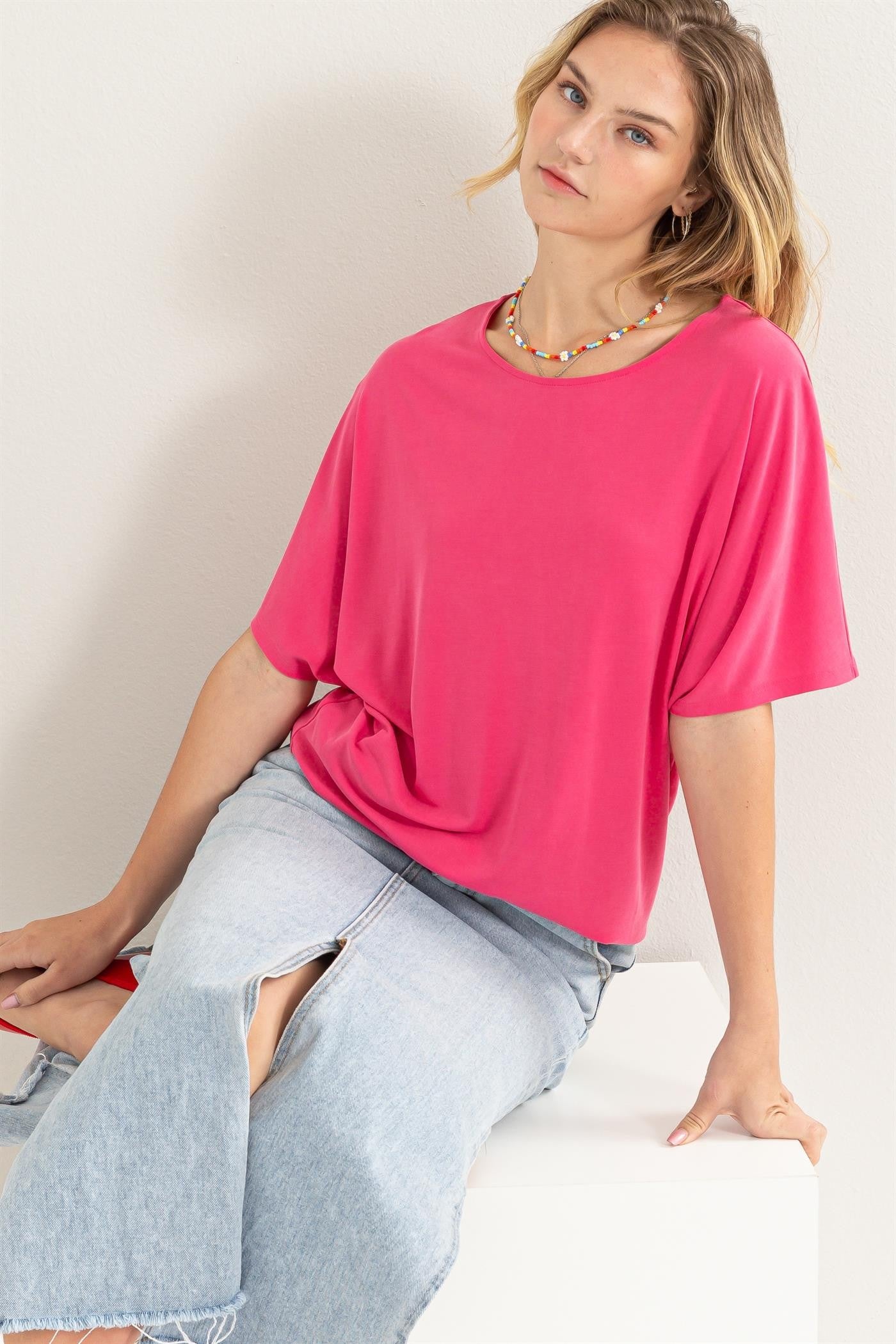 Knit Top with Short Dolman Sleeves