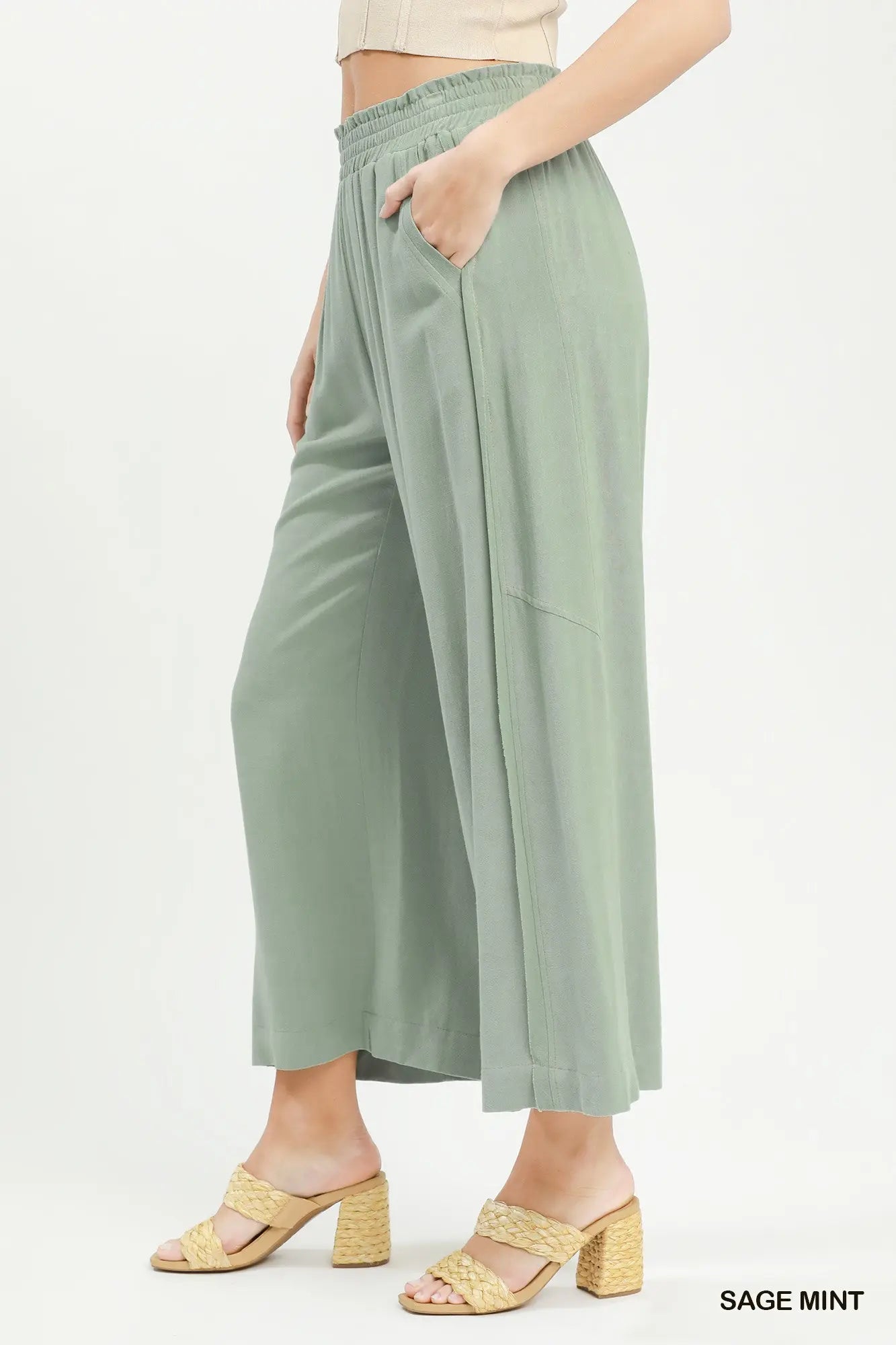 Regular Washed Cut Edge Detailed Wide Leg Pants