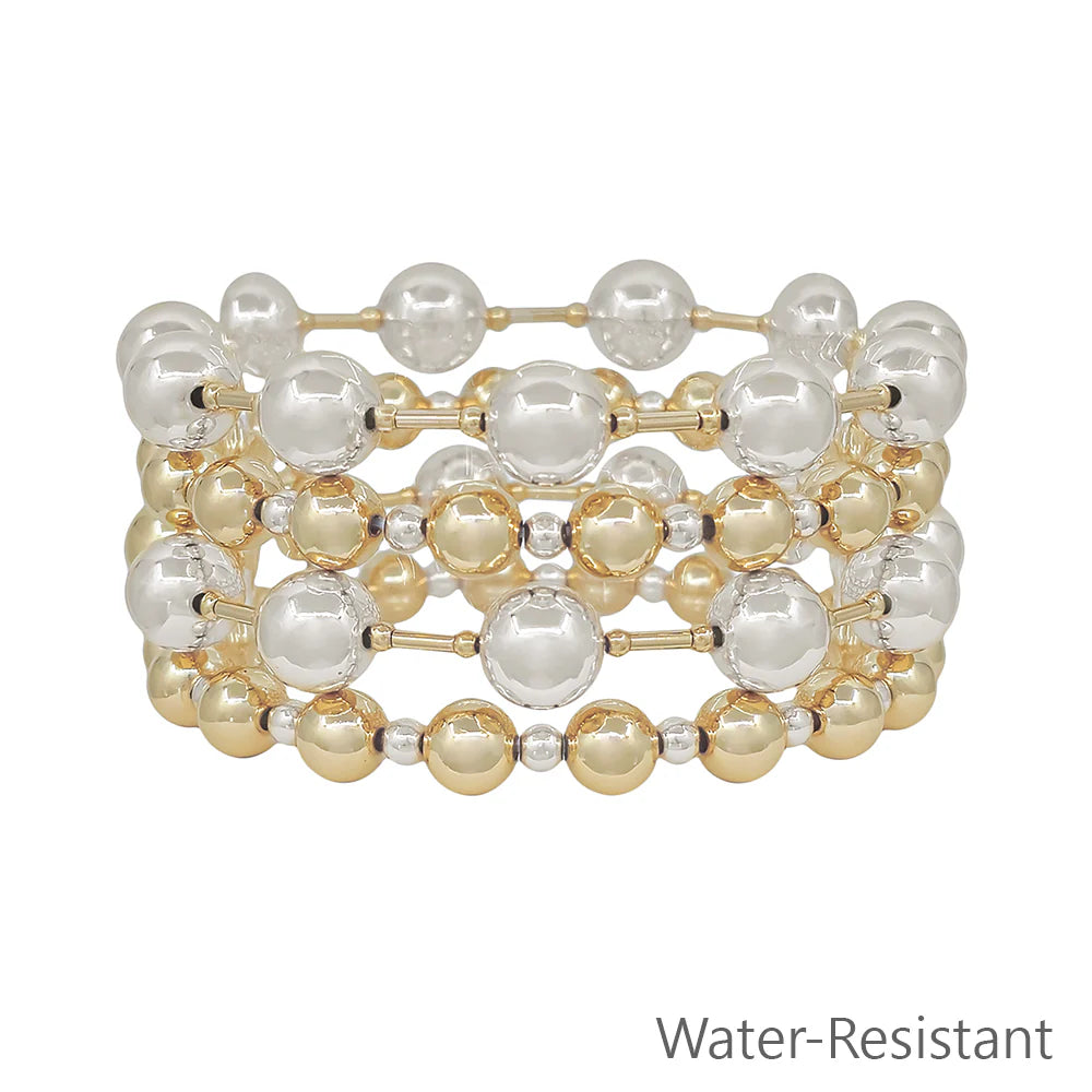 Water Resistant Gold Beaded Stretch Bracelets