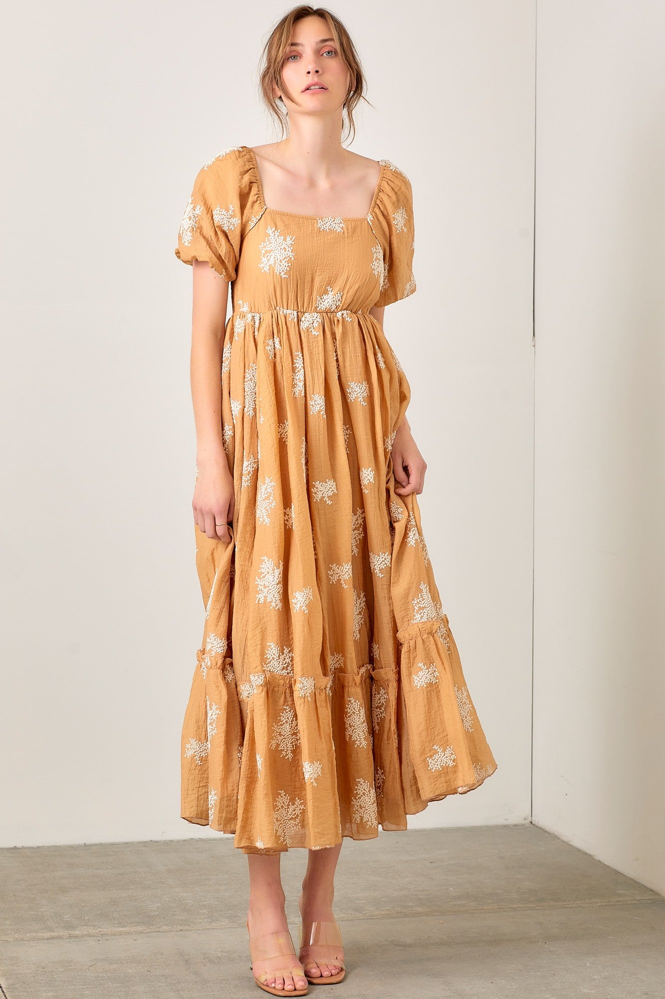 Embroidered Bubble Sleeve Maxi Dress Presley Boutique Embroidered Bubble Sleeve Maxi Dress Presley Boutique
