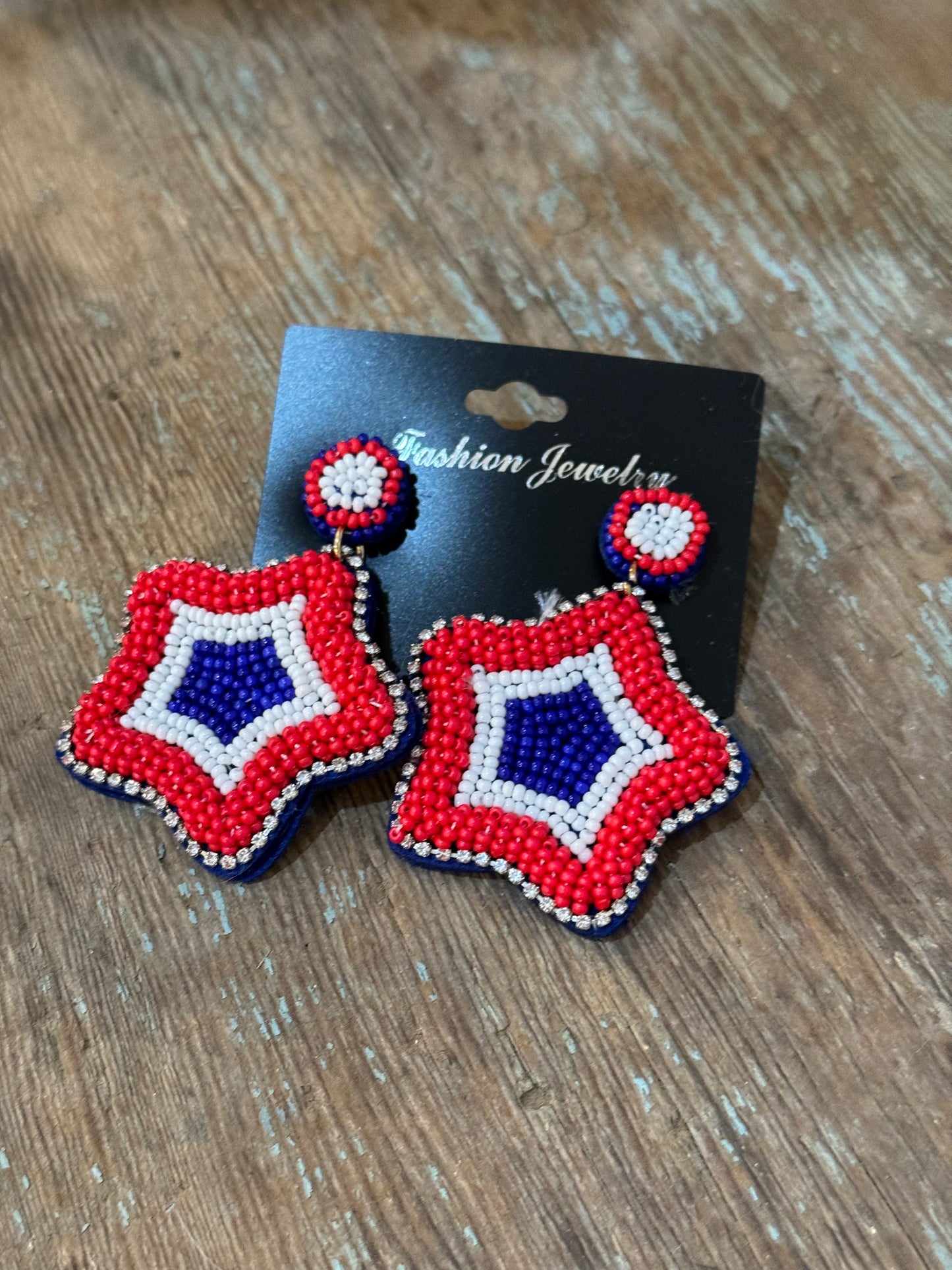 Beaded Patriotic Earrings
