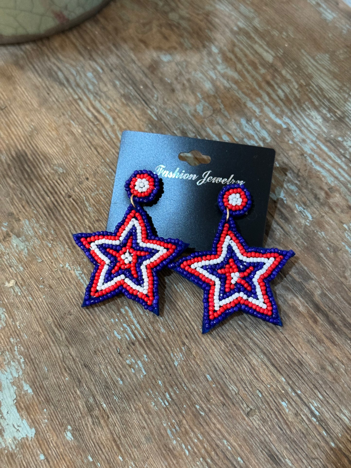 Beaded Patriotic Earrings