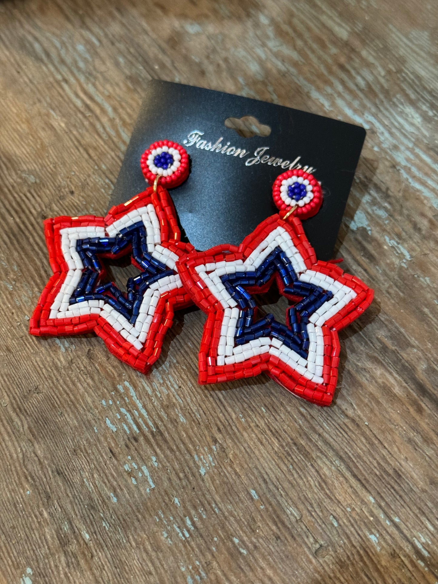 Beaded Patriotic Earrings