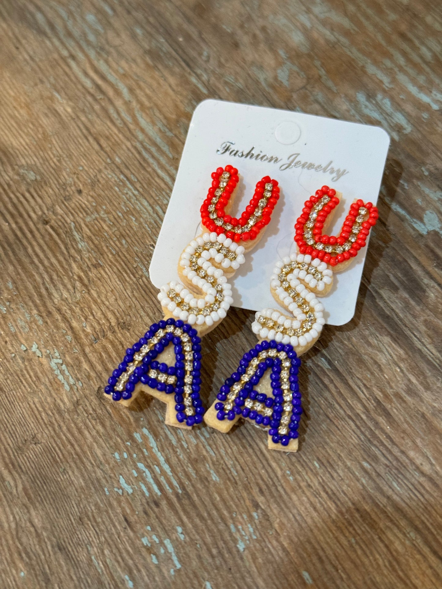Beaded Patriotic Earrings