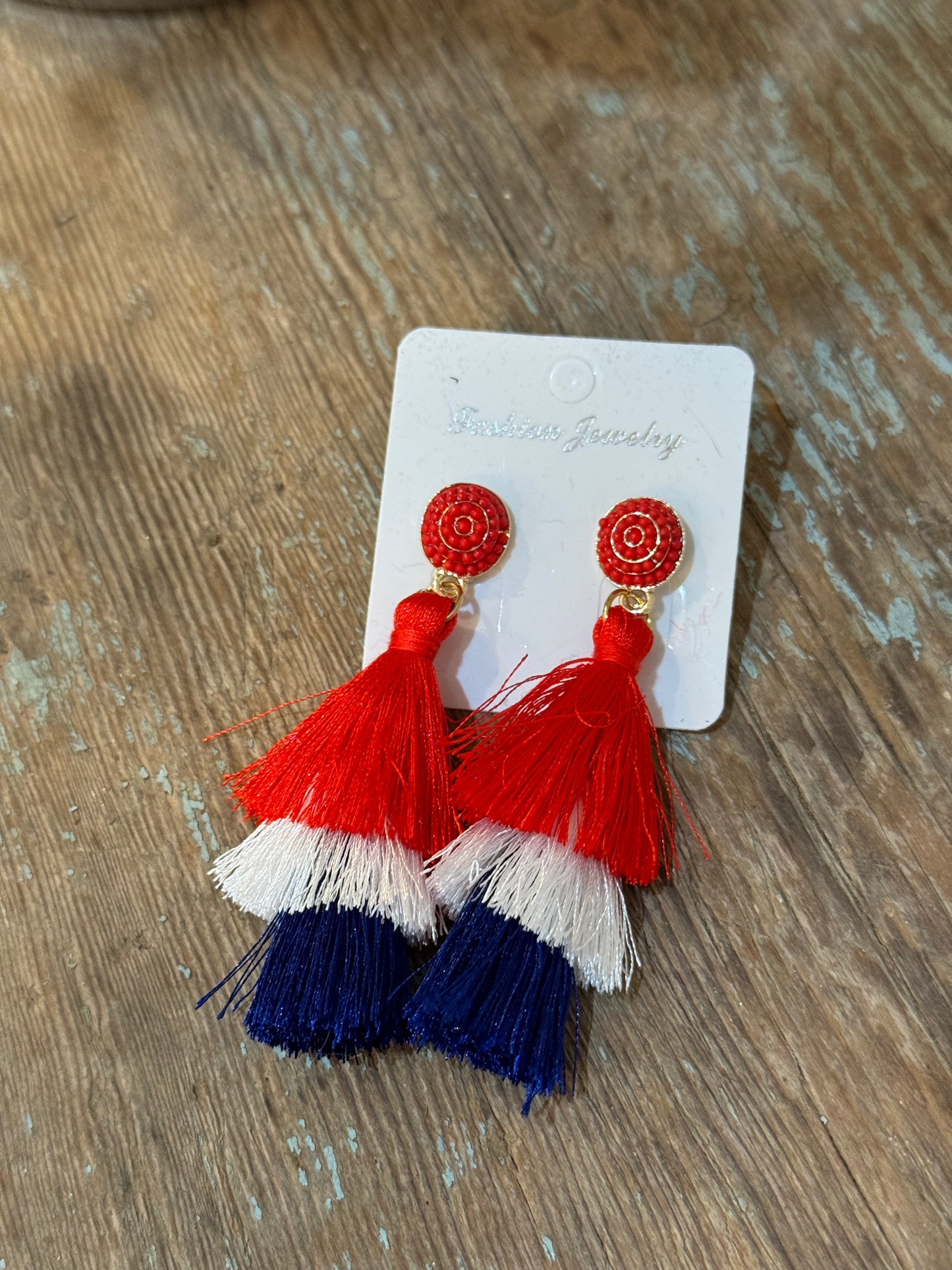 Beaded Patriotic Earrings
