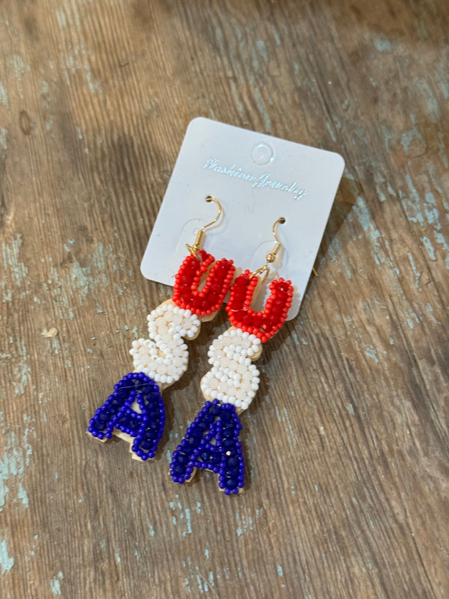 Beaded Patriotic Earrings