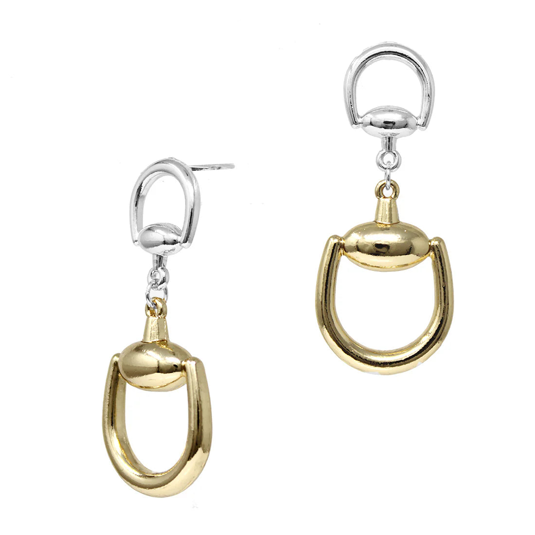 Gold and Silver Horsebit 1” Stud Earrings