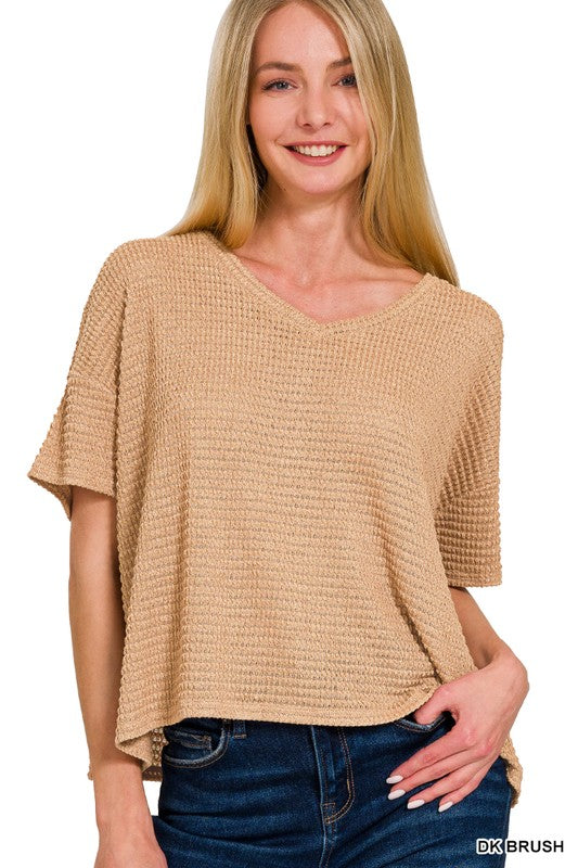 Short Sleeve Jacquard Sweater