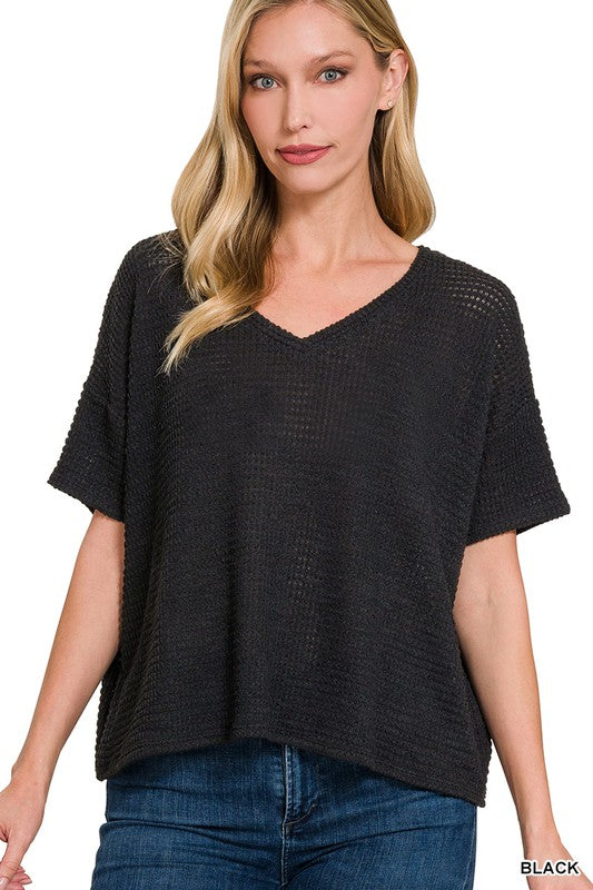 Short Sleeve Jacquard Sweater