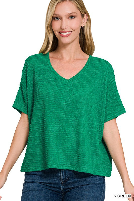 Short Sleeve Jacquard Sweater