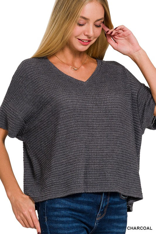 Short Sleeve Jacquard Sweater
