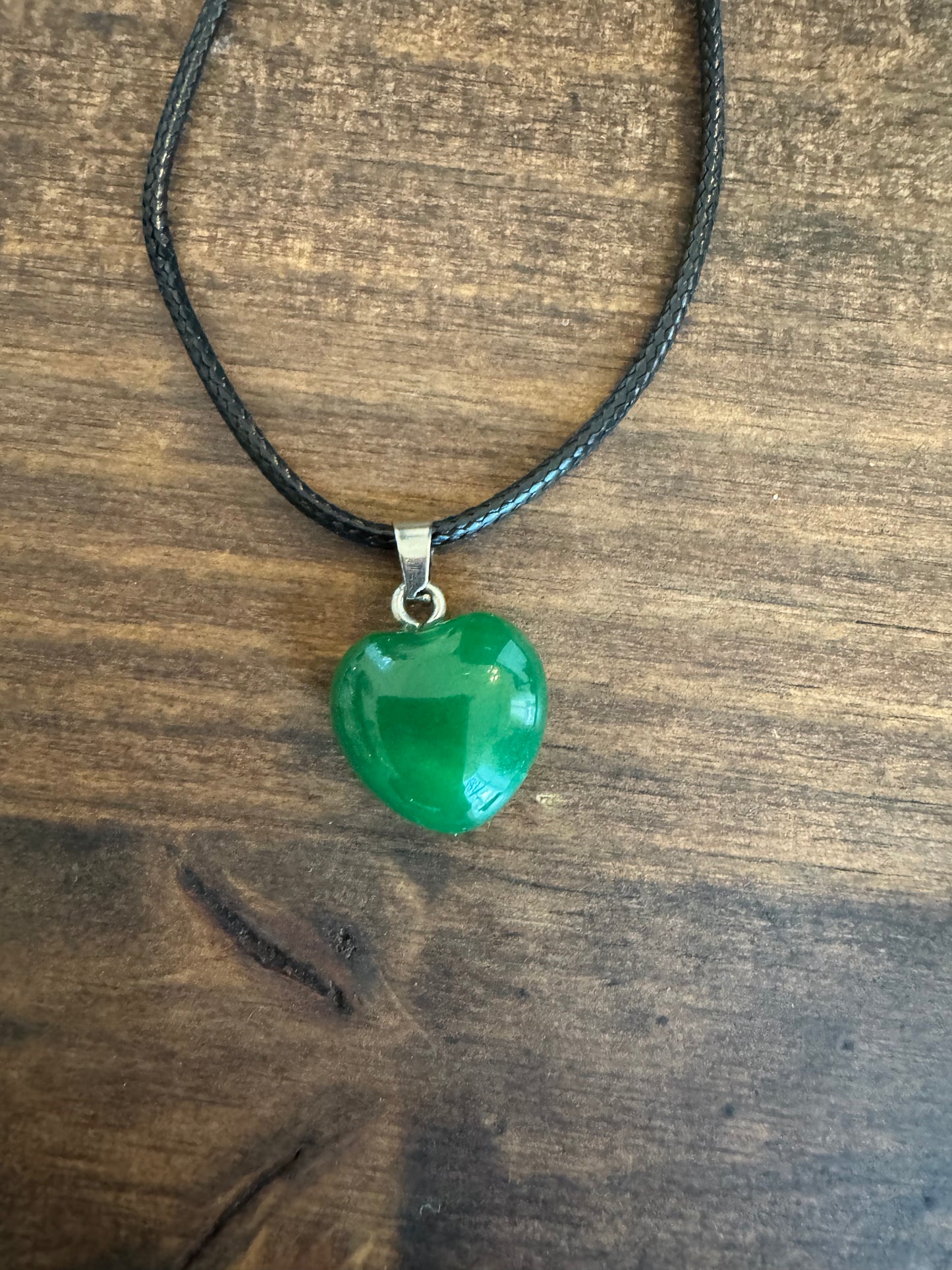 Natural Stone Crystal Heart Shaped Pendant Necklace