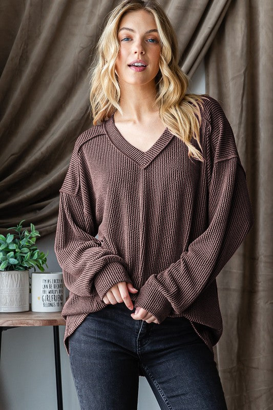 Long Sleeve Solid Urban Ribbed Top
