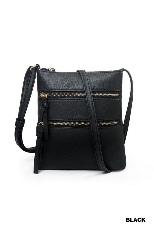 Triple Zipper Crossbody Bag