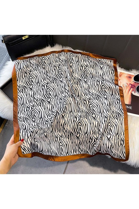 Irregular Striped Zebra Print Square Scarf