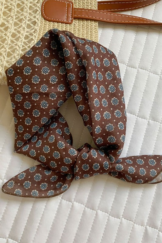 Polka Dot/Floral Print Square Scarf