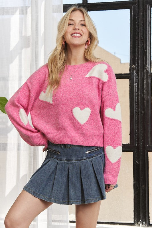 Heart Shape Long Sleeve Sweater