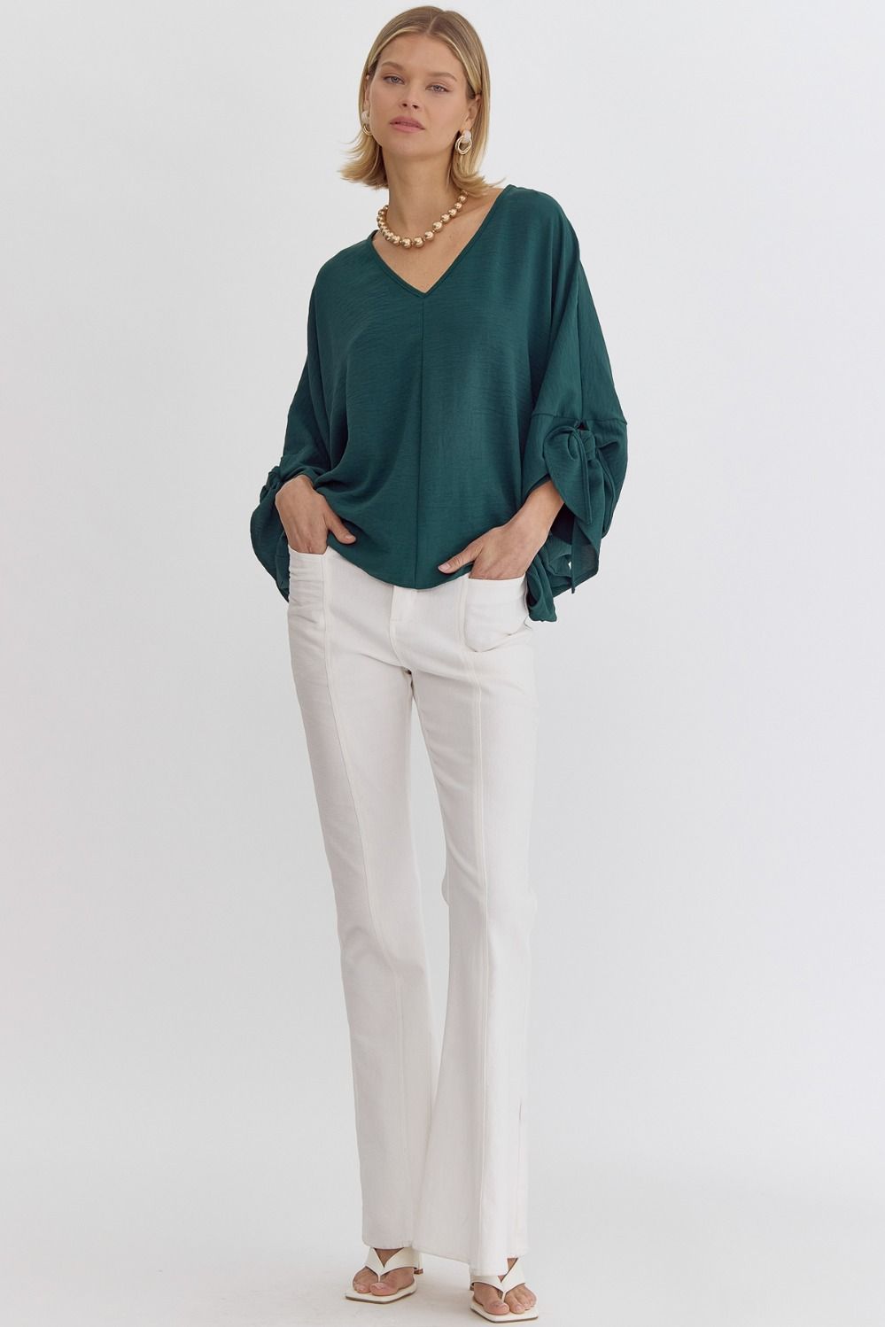 V-Neck 3/4 Sleeve Top