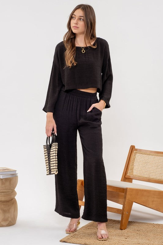 High Rise Lightweight Elastic Waist Pants