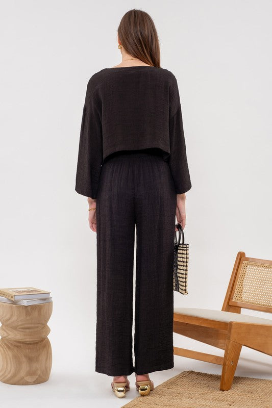 High Rise Lightweight Elastic Waist Pants