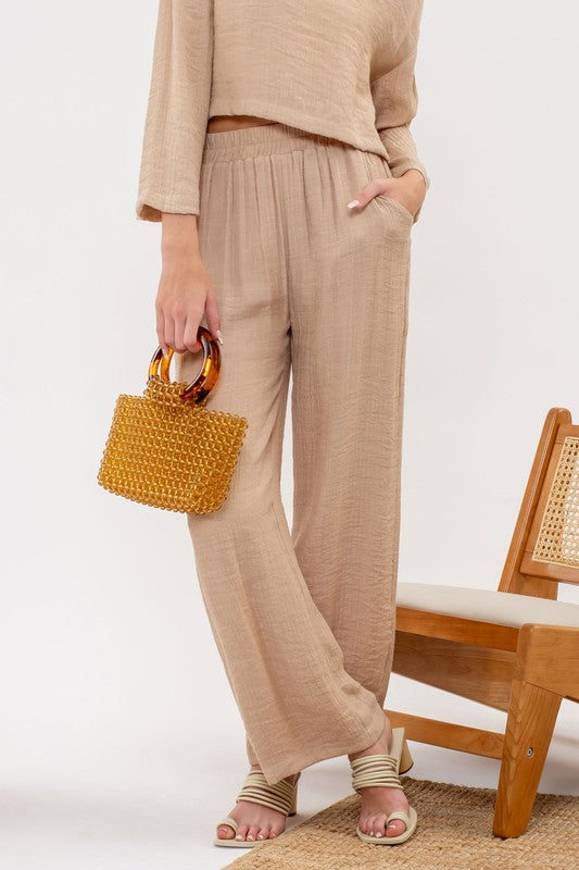 High Rise Lightweight Elastic Waist Pants