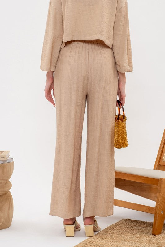 High Rise Lightweight Elastic Waist Pants