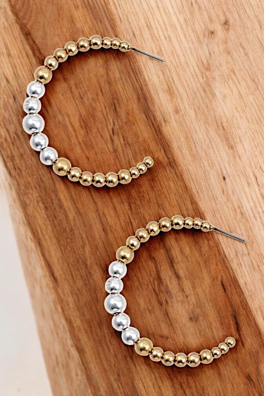 Bead Semi Hoop Earrings