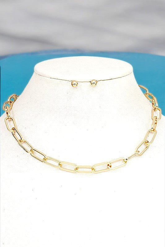 Link Chain Collar Necklace Set