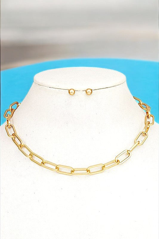 Link Chain Collar Necklace Set