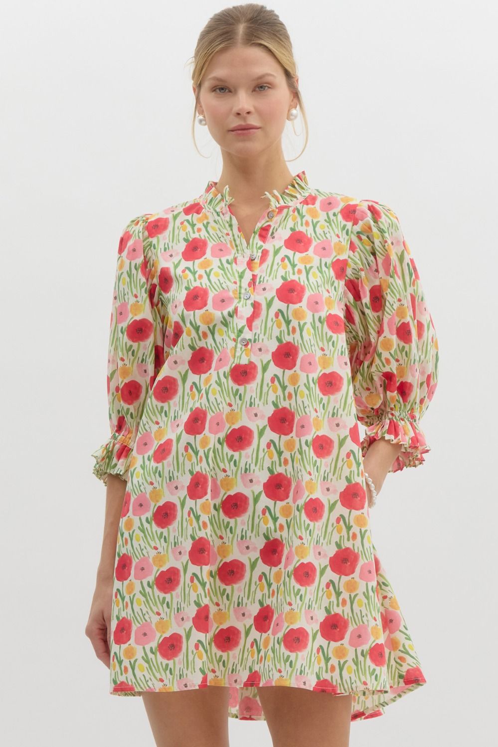 Floral Print Mini Swing Dress