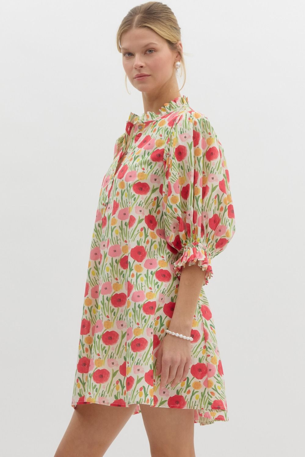 Floral Print Mini Swing Dress