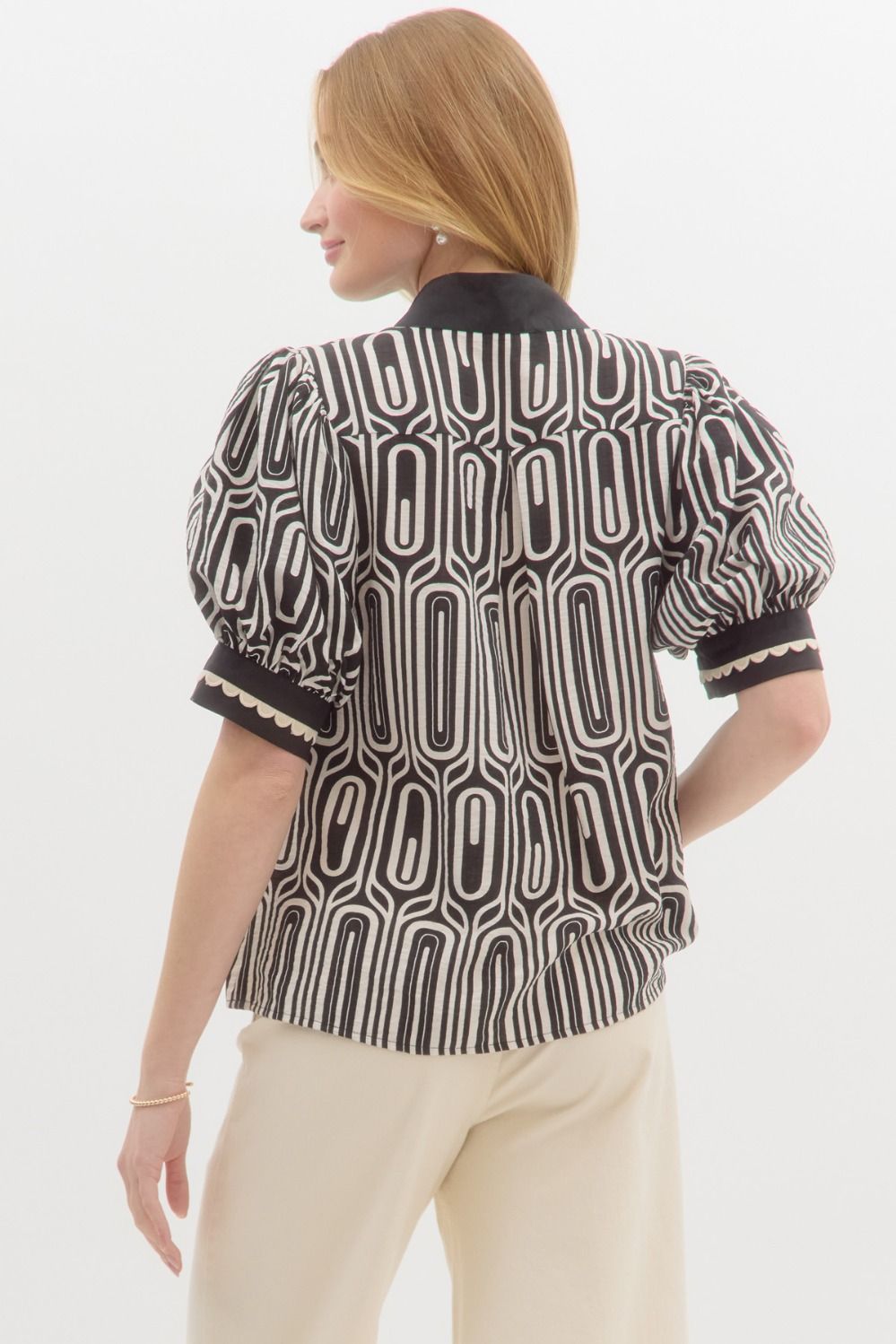 Abstract Black & White Print Top