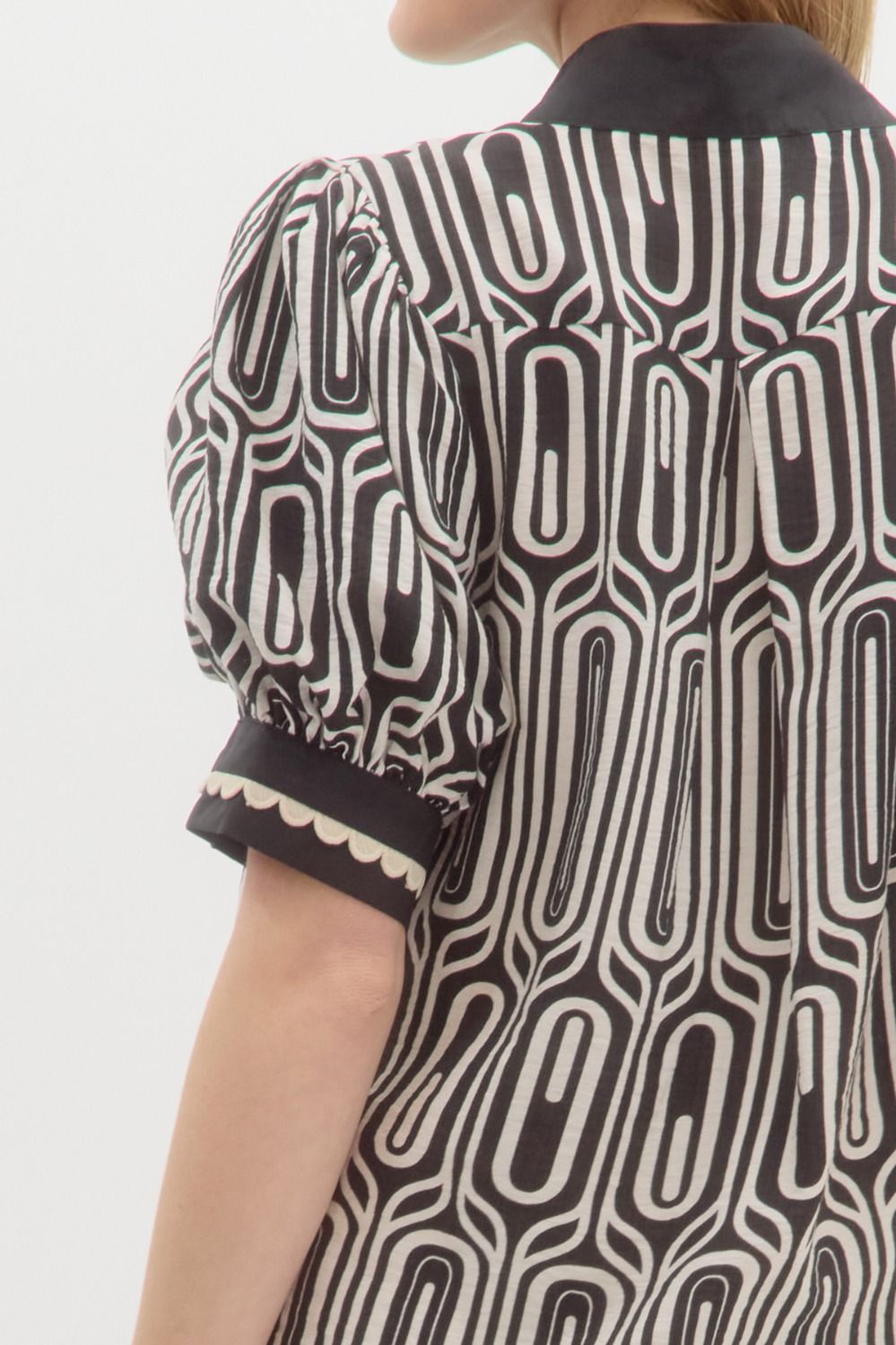 Abstract Black & White Print Top