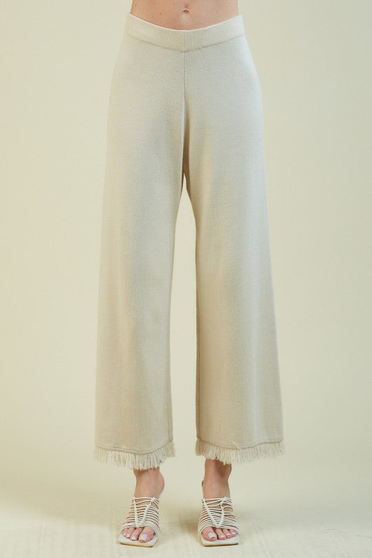 Sleeveless Sweater and Pants Set with Fringe Detail