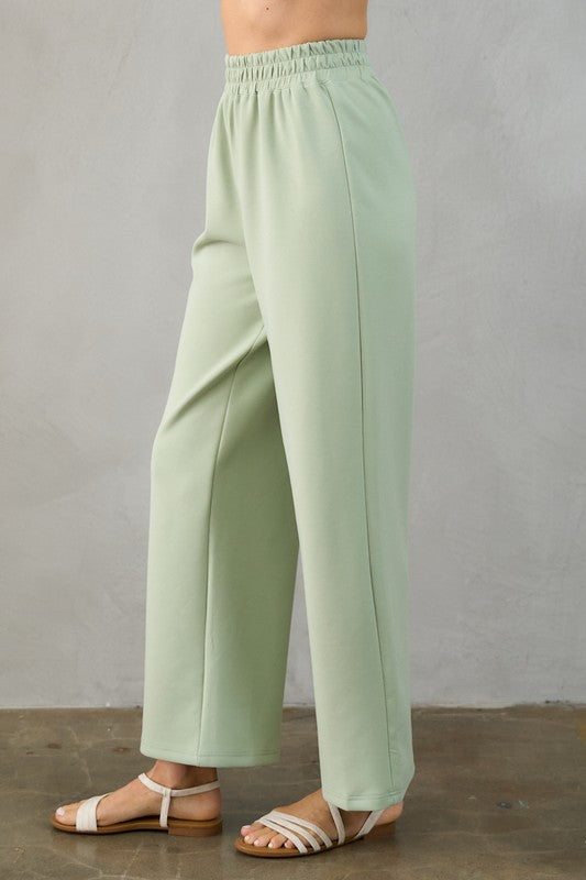 Soft Novelty Knit Wide Leg Pant and Open Back Tank Top Set