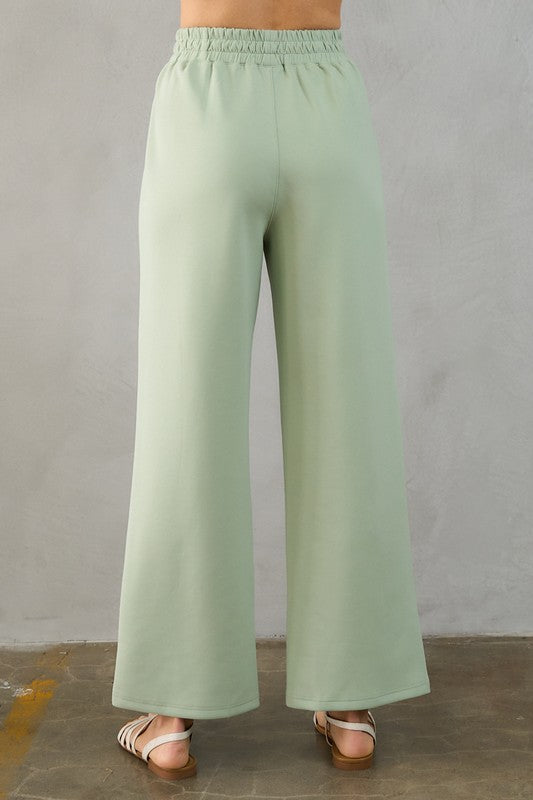 Soft Novelty Knit Wide Leg Pant and Open Back Tank Top Set