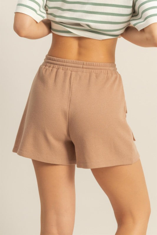 Waffle Knit Front Pocket Shorts