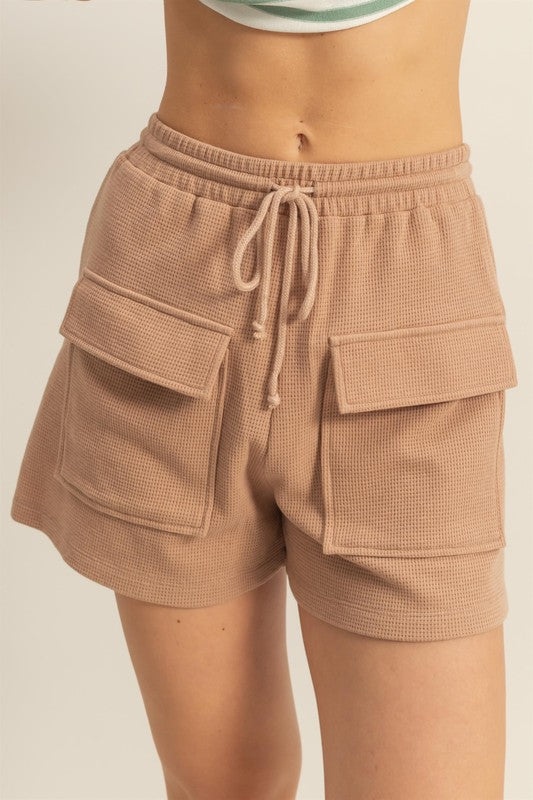 Waffle Knit Front Pocket Shorts