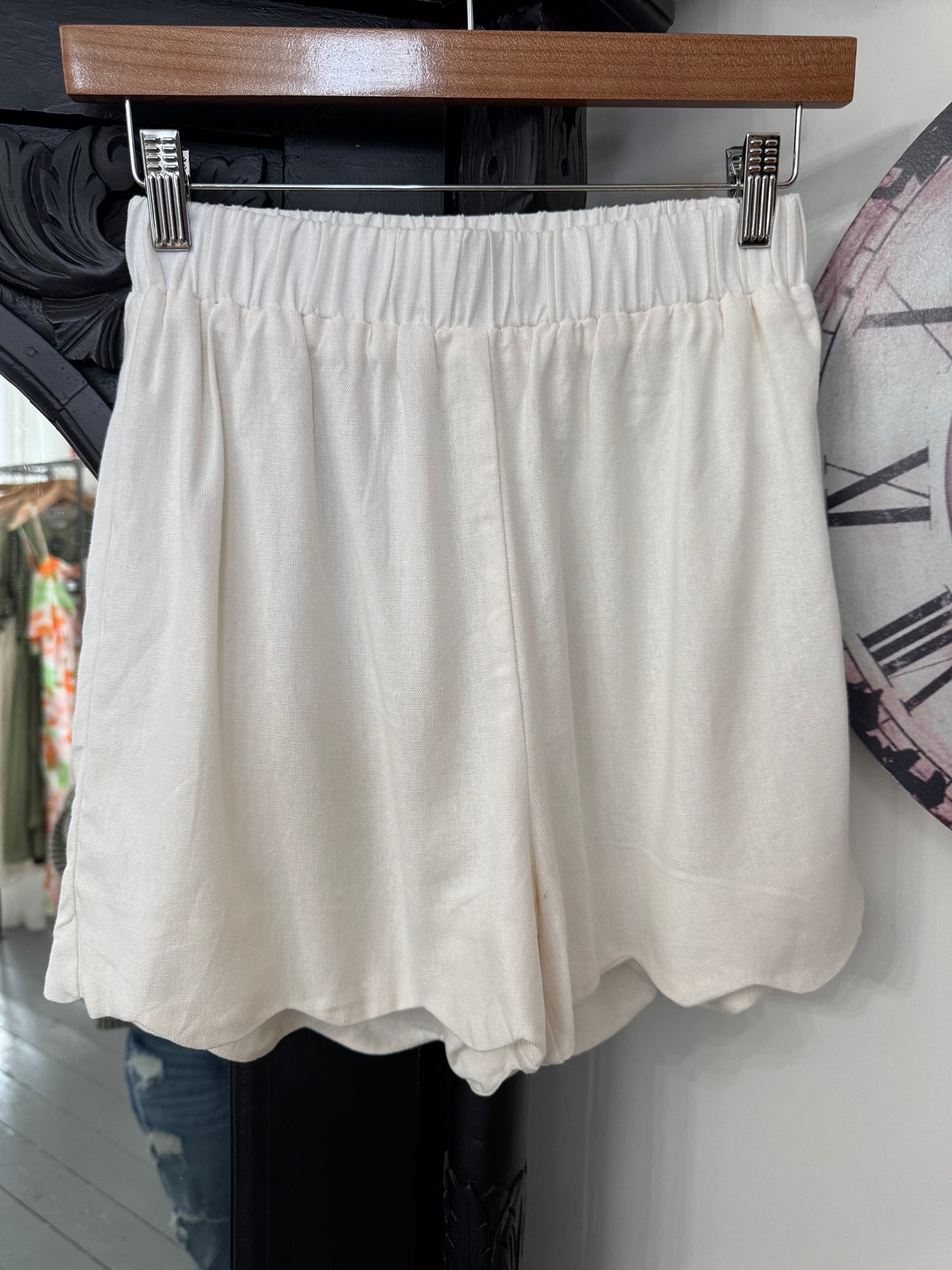 High Waist Scallop Trim Shorts