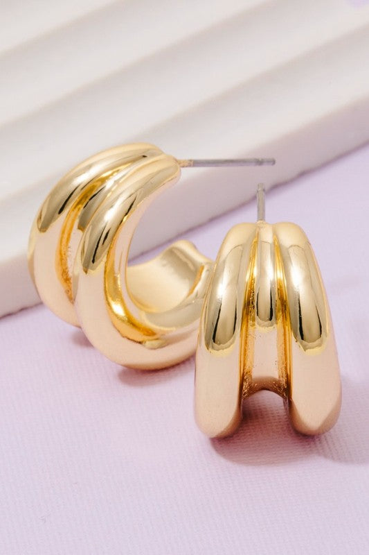 Gold Dipped Wide Layered Hoop Earrings