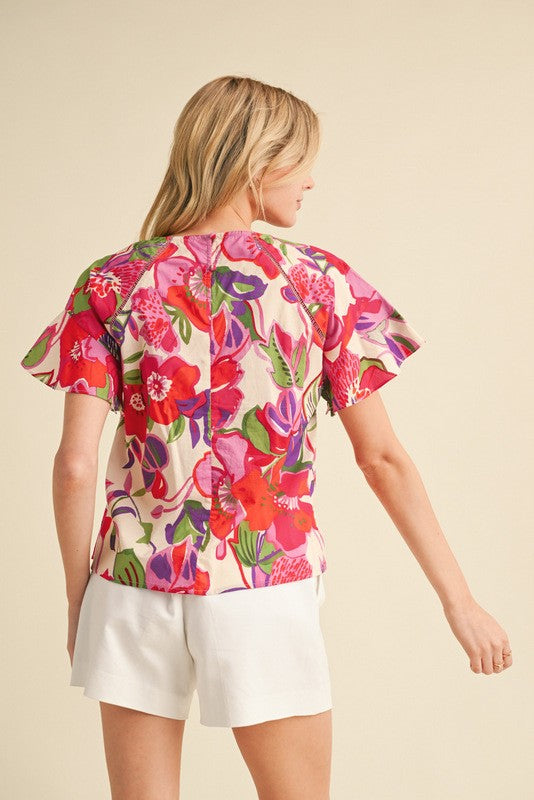 Colorful Floral Print Top