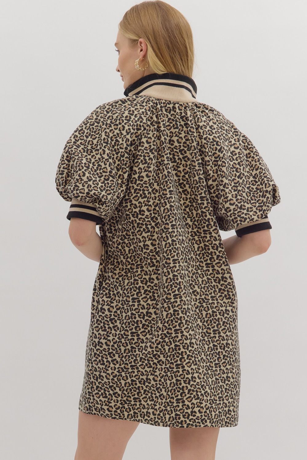 Cheetah Print Short Sleeve Mini Dress