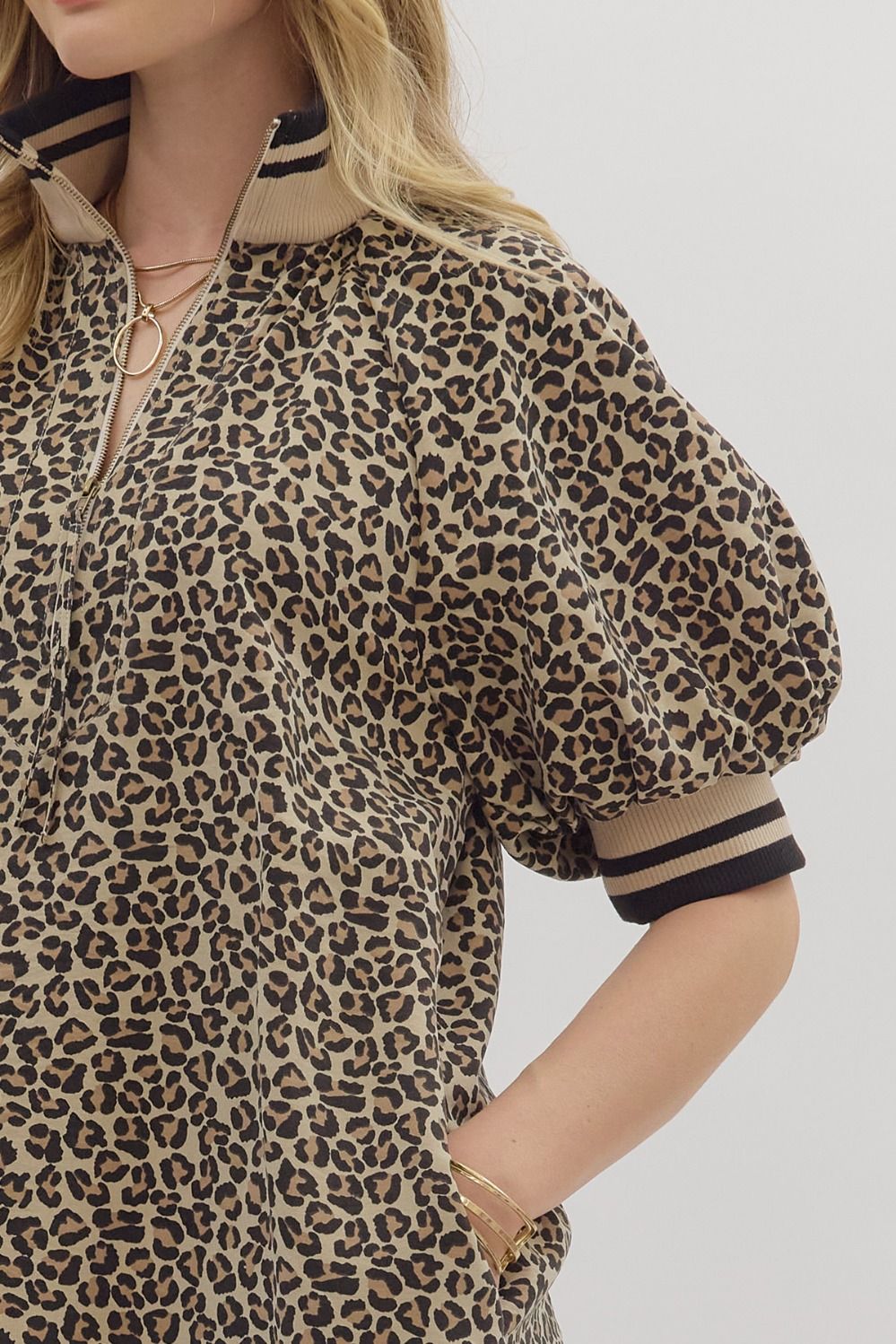 Cheetah Print Short Sleeve Mini Dress