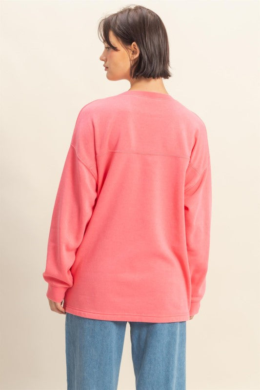 Crew Neck Single Pocket Pullover Sweatshirt